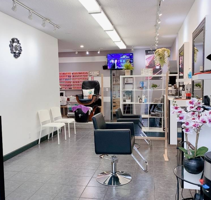 Salon interior with modern styling chair